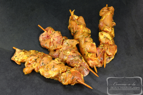 Brochette de  filet de poulet à la thai
