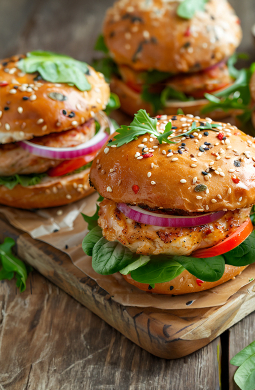 Recette de Mini Burgers de Poulet aux Épinards avec des Frites de Patates Douces